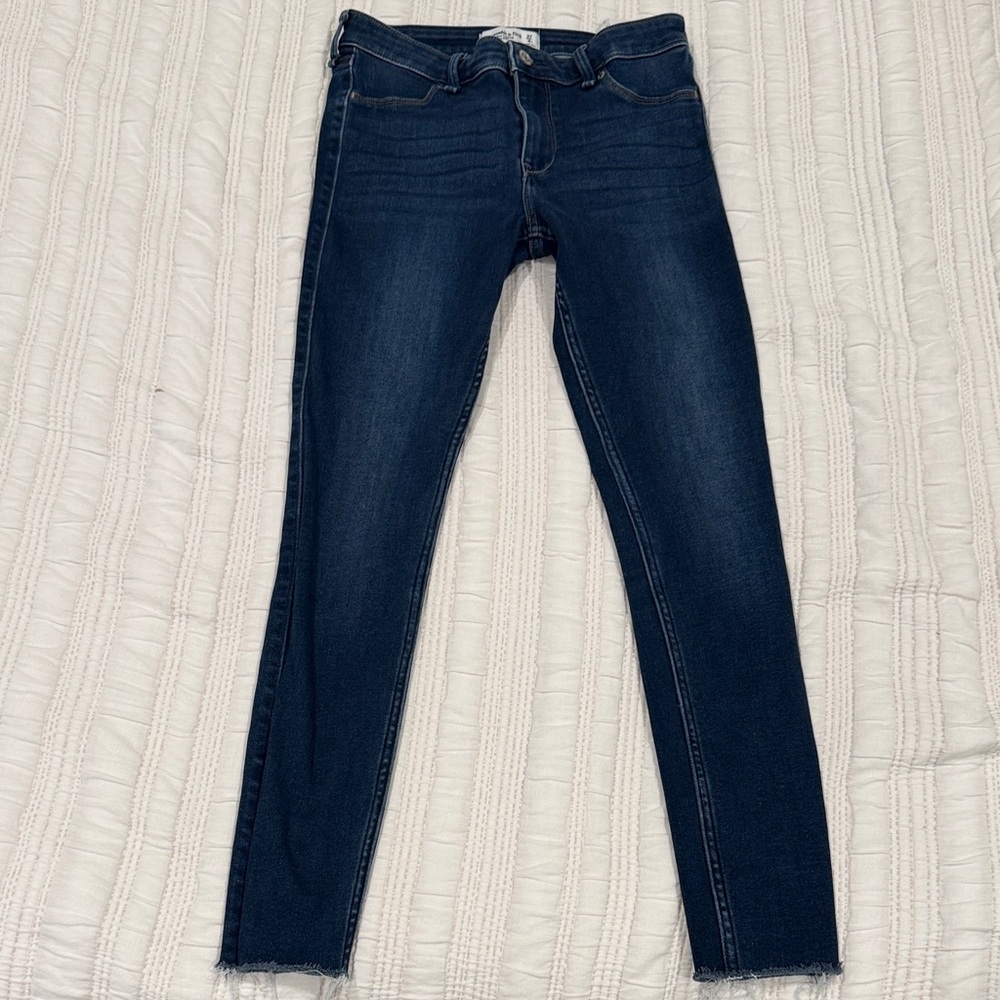 Abercrombie & Fitch Dark Indigo Skinny Mid Rise Jeans